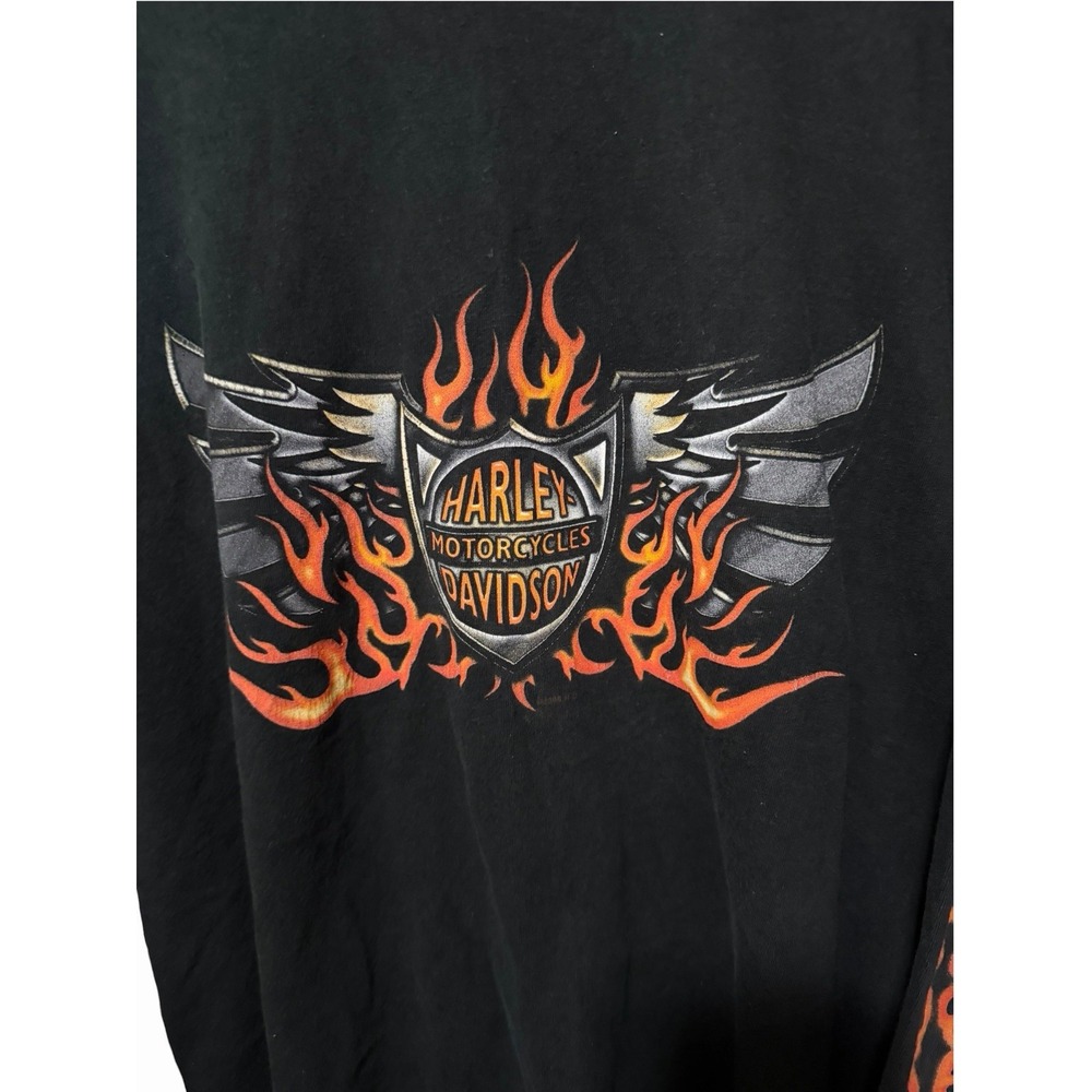 Vintage Harley Davidson Winged Motors Fresno CA Flame Long Sleeve Shirt 4XL - Picture 3 of 12